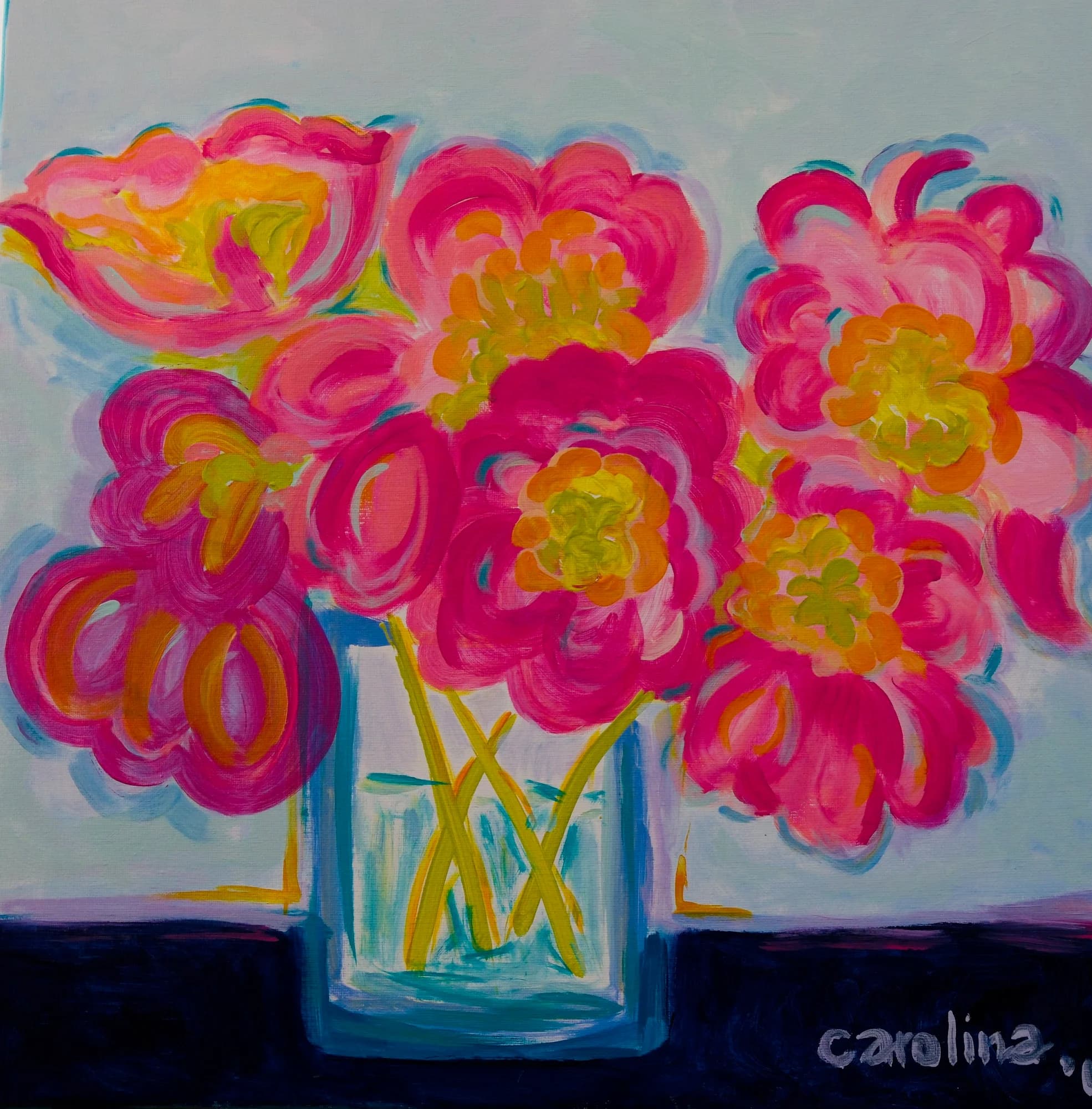 Bright Pink Flowers in a Vase