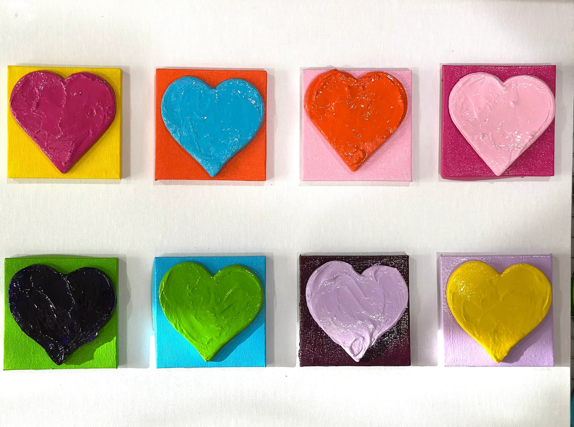 Hearts Painted On 12X16 Canvas