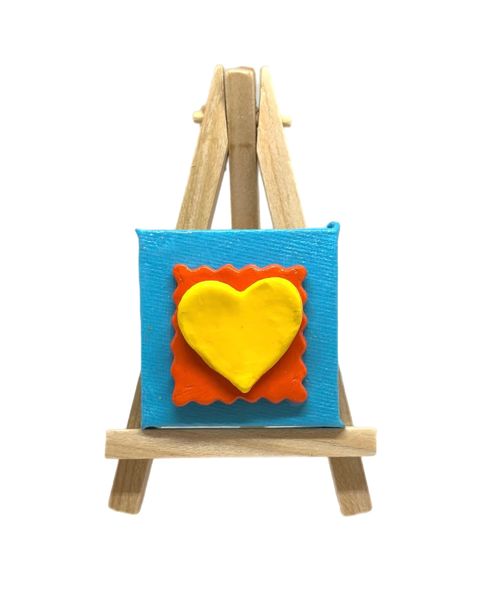 Mini Pop Art Heart - Yellow on Orange on Turquoise