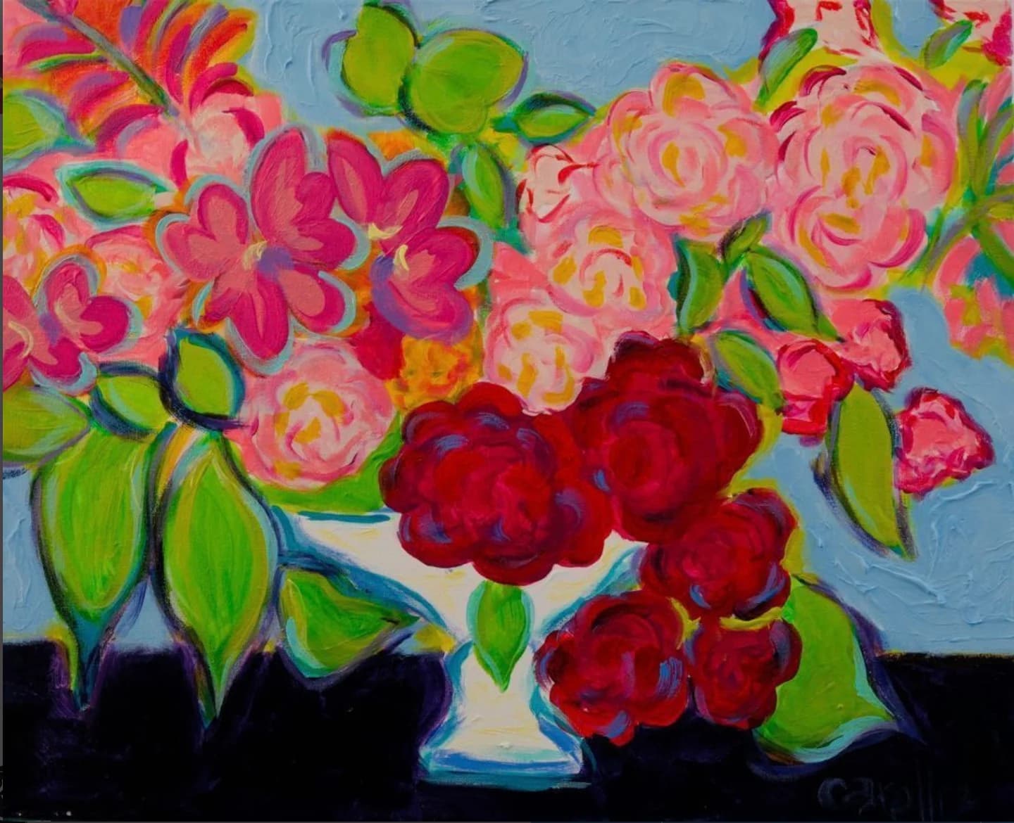 Mixed Flowers in a White Vase