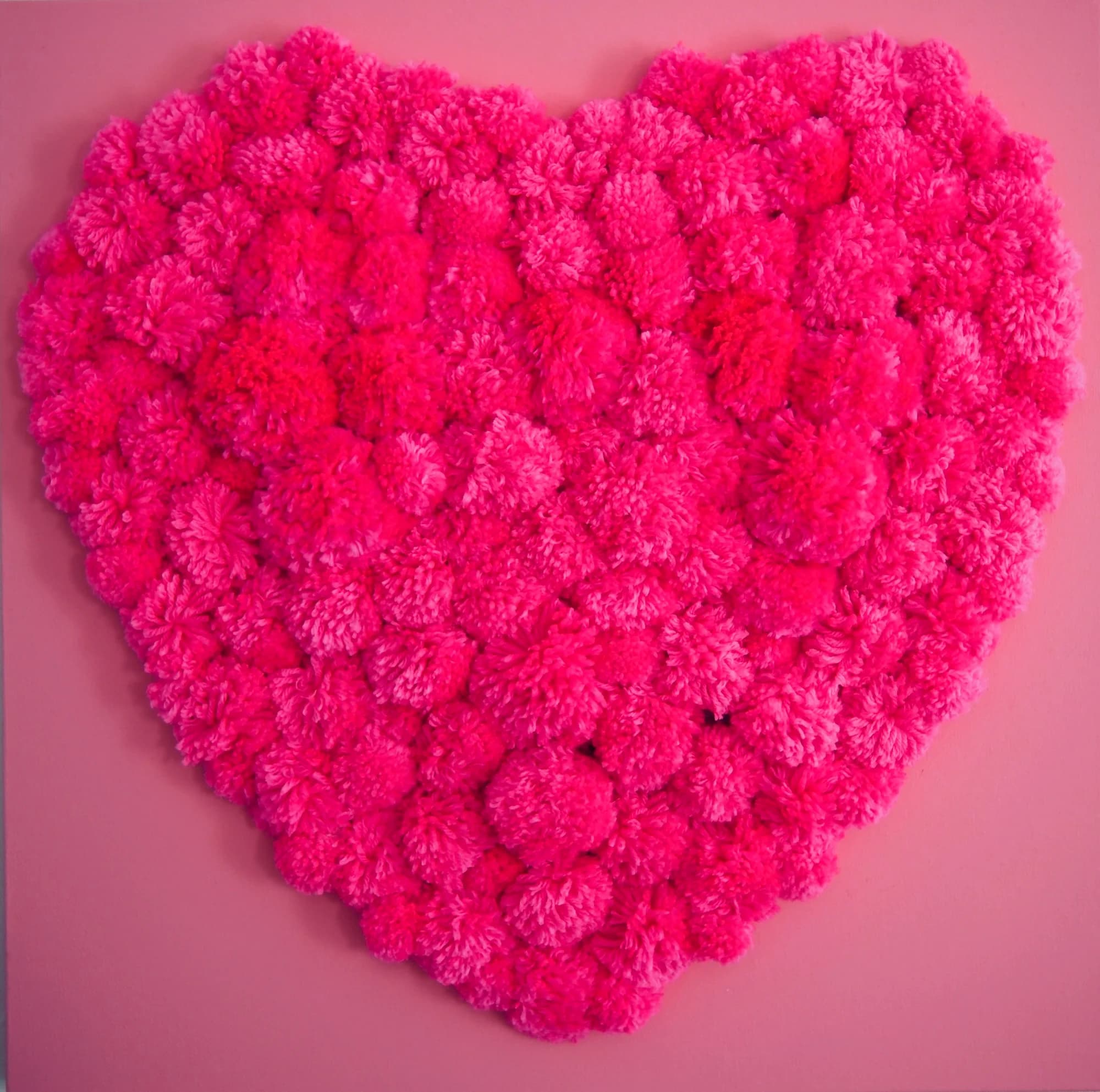 Pop Art Mixed Media Heart Hot Pink on Pink
