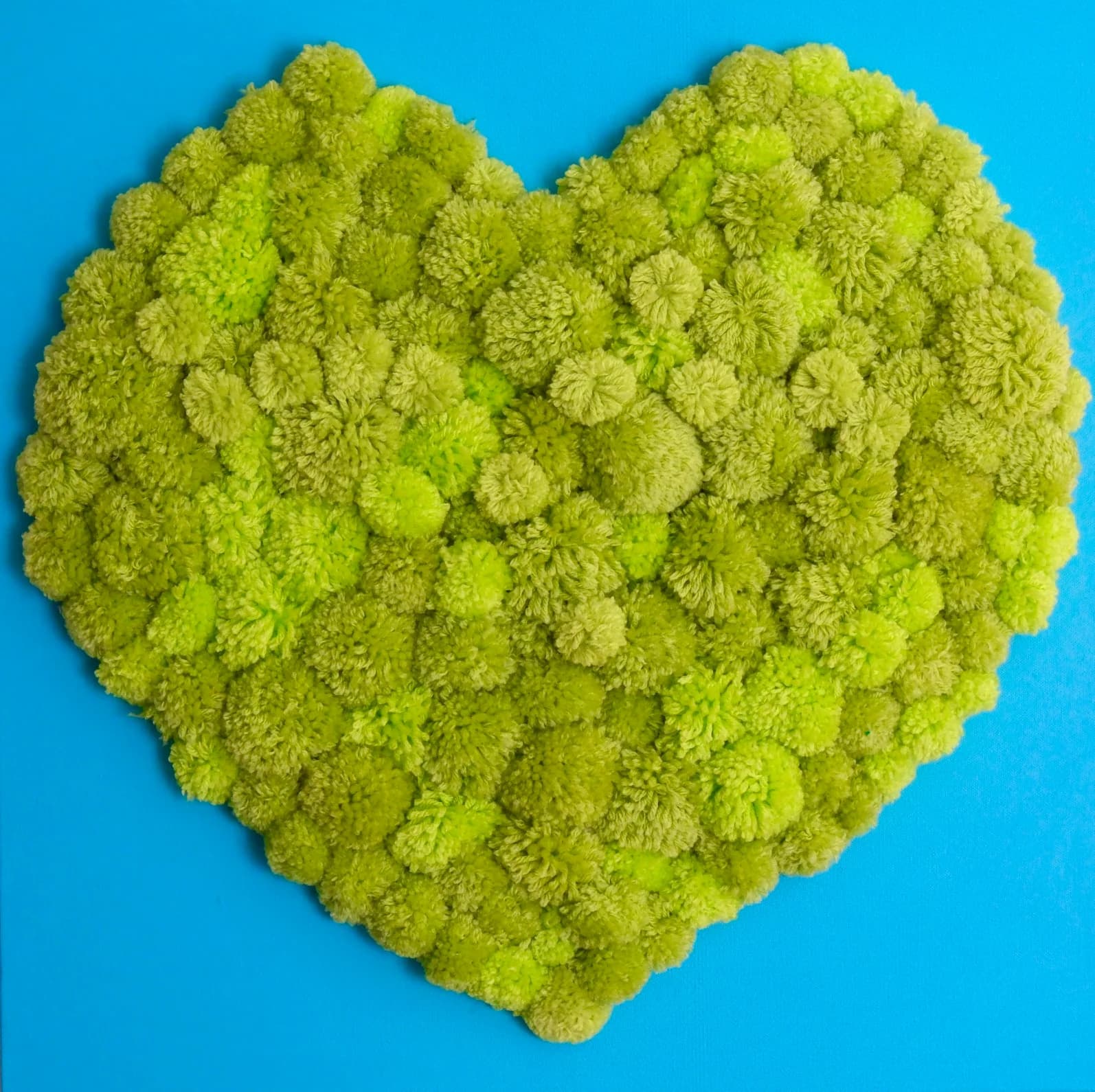 Pop Art Mixed Media Heart Lime on Turquoise