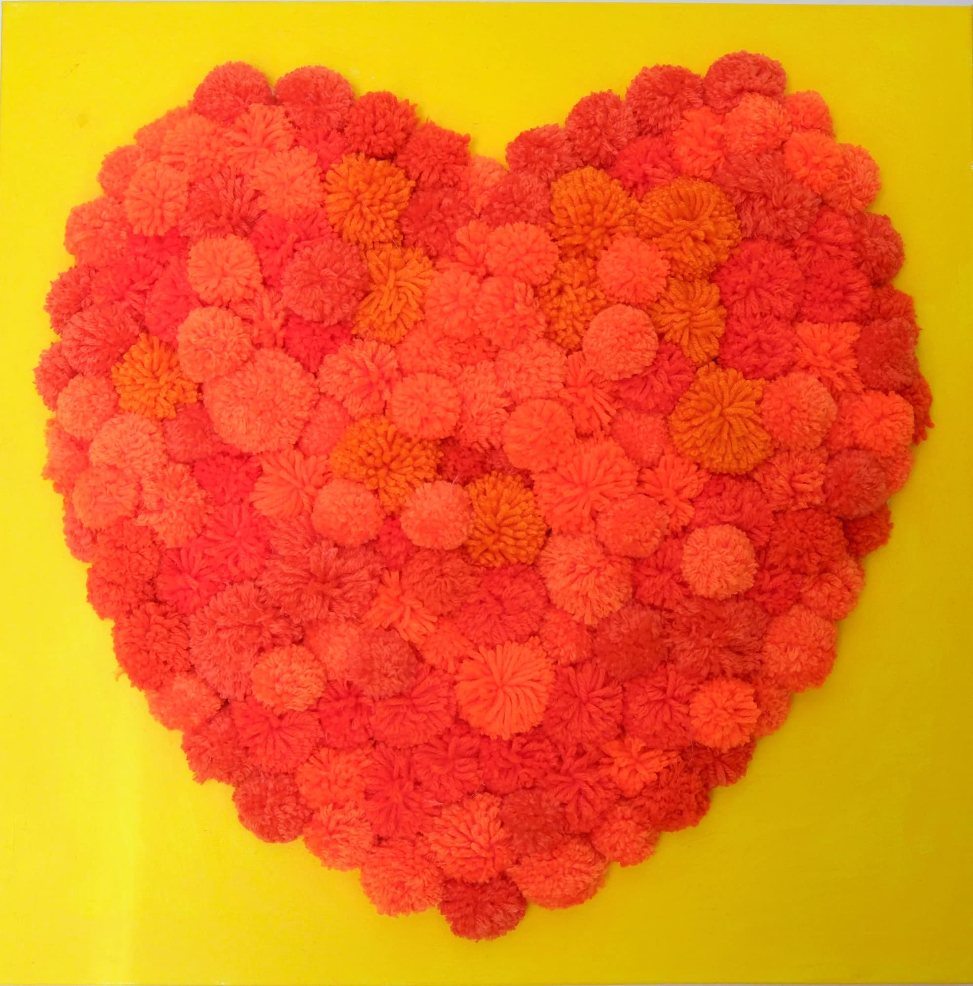 Pop Art Mixed Media Heart Orange on Yellow