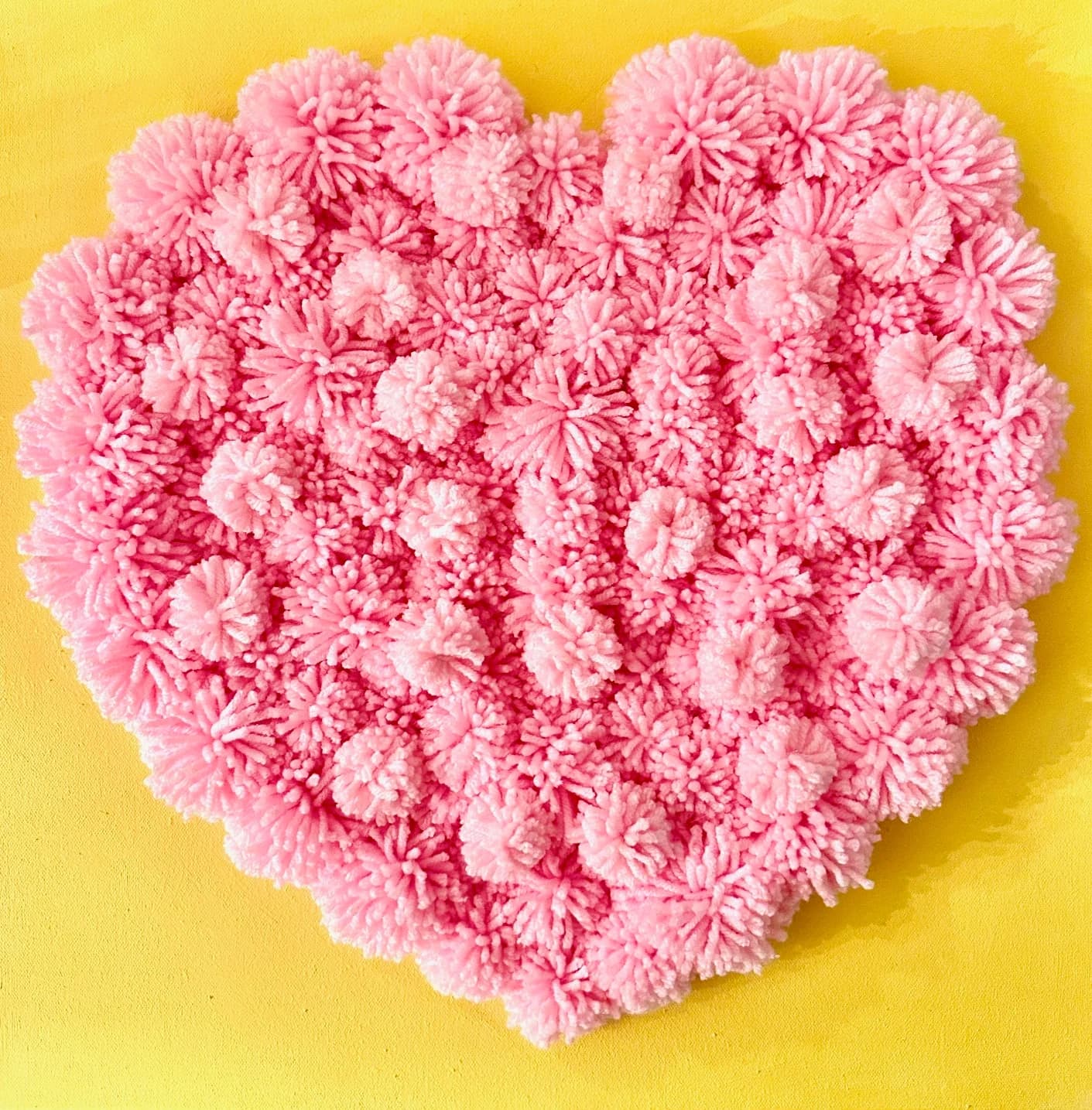 Pop Art Mixed Media Heart Pink on Yellow
