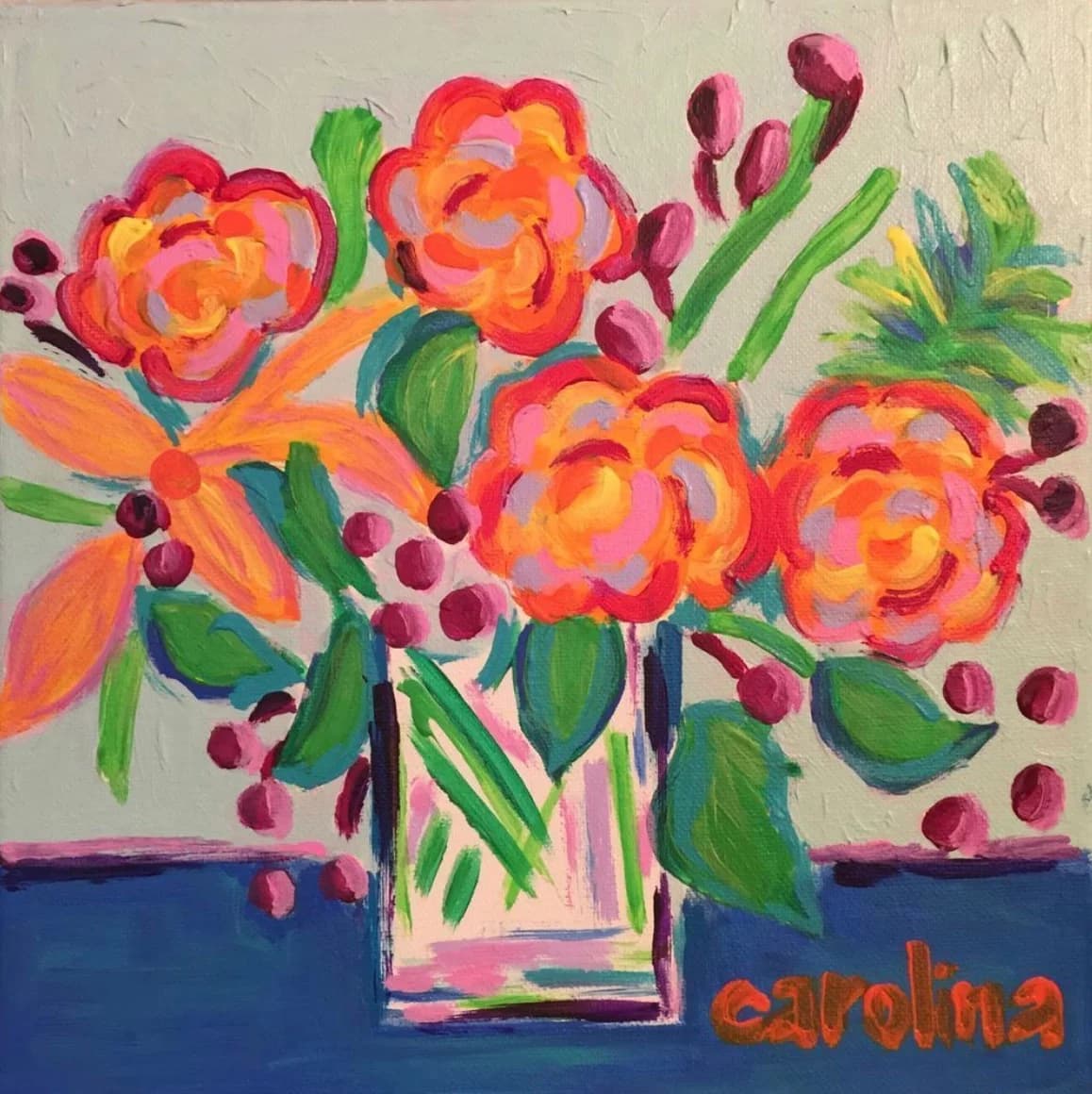 Multi-Colored Flowers in a Vase