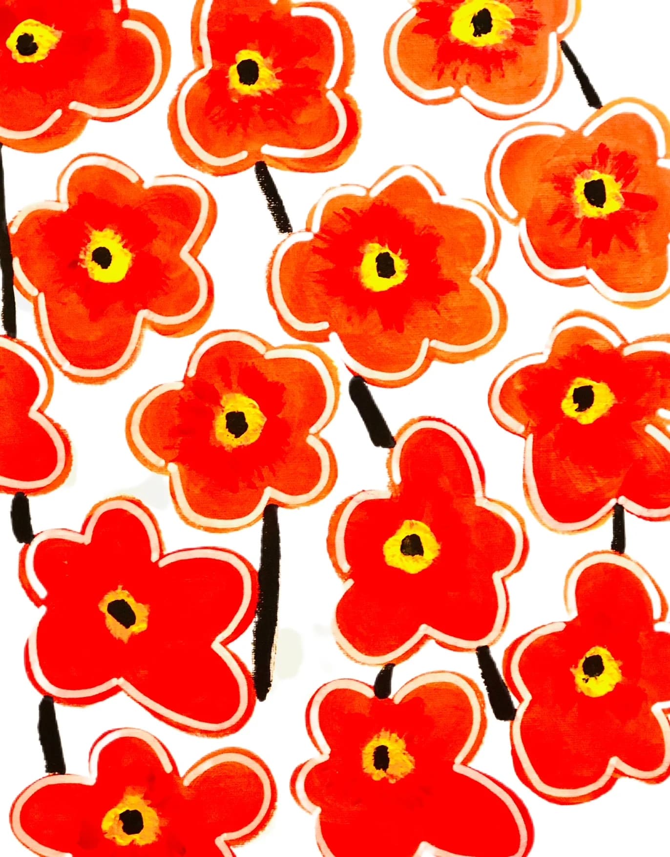 Orange Mod Flowers