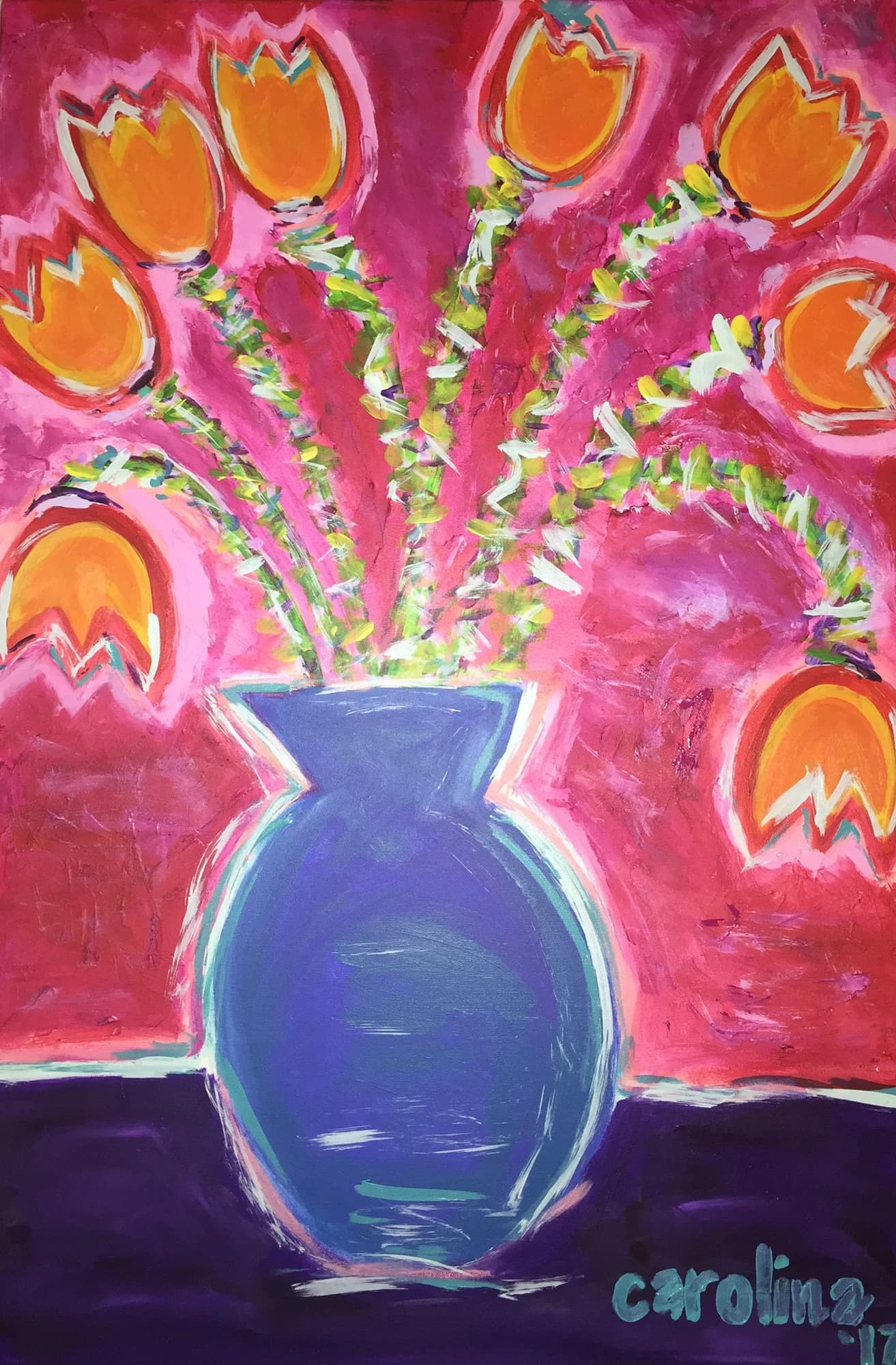 Orange Tulips in a Vase