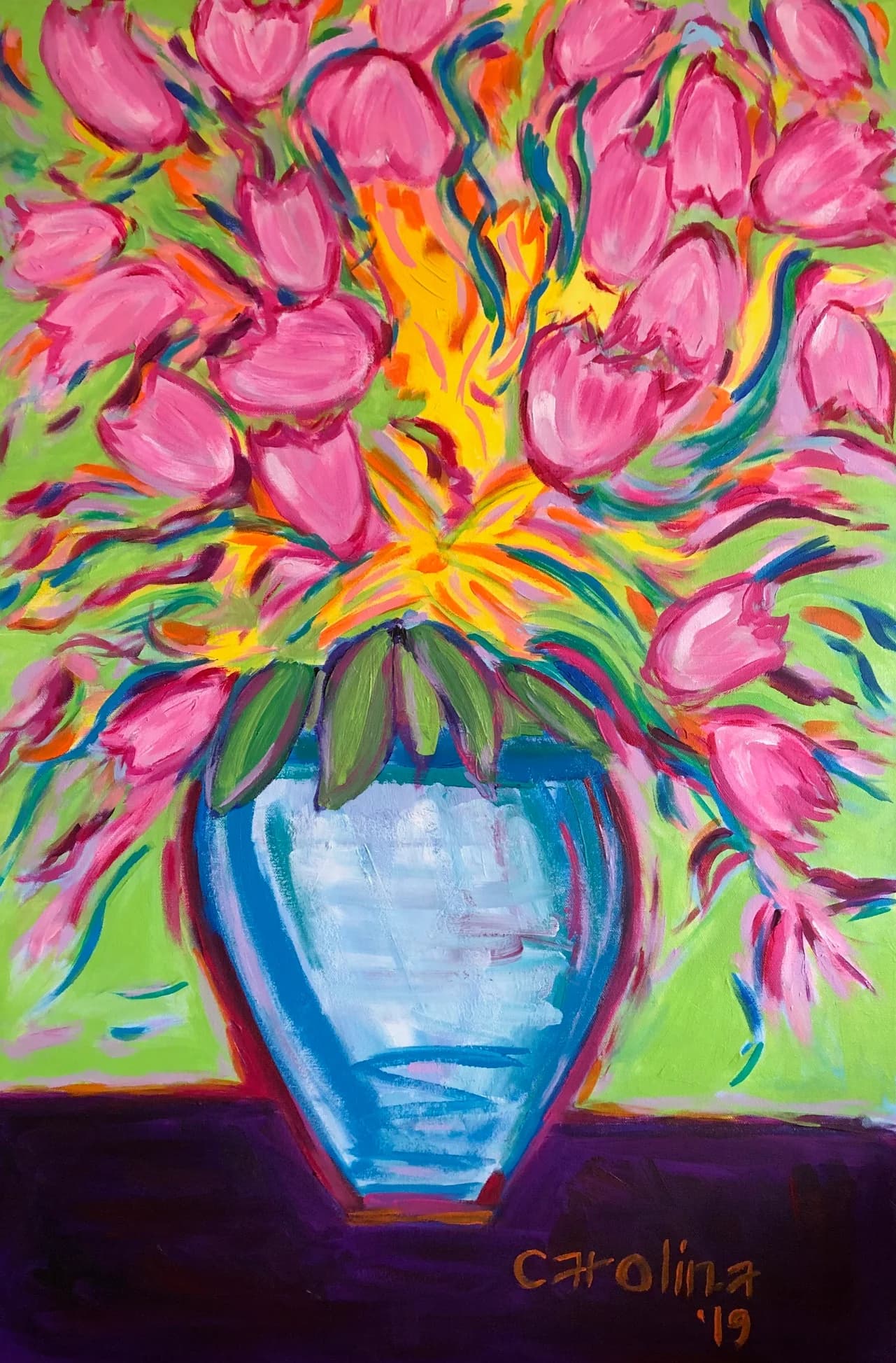Pink Tulips in a Vase