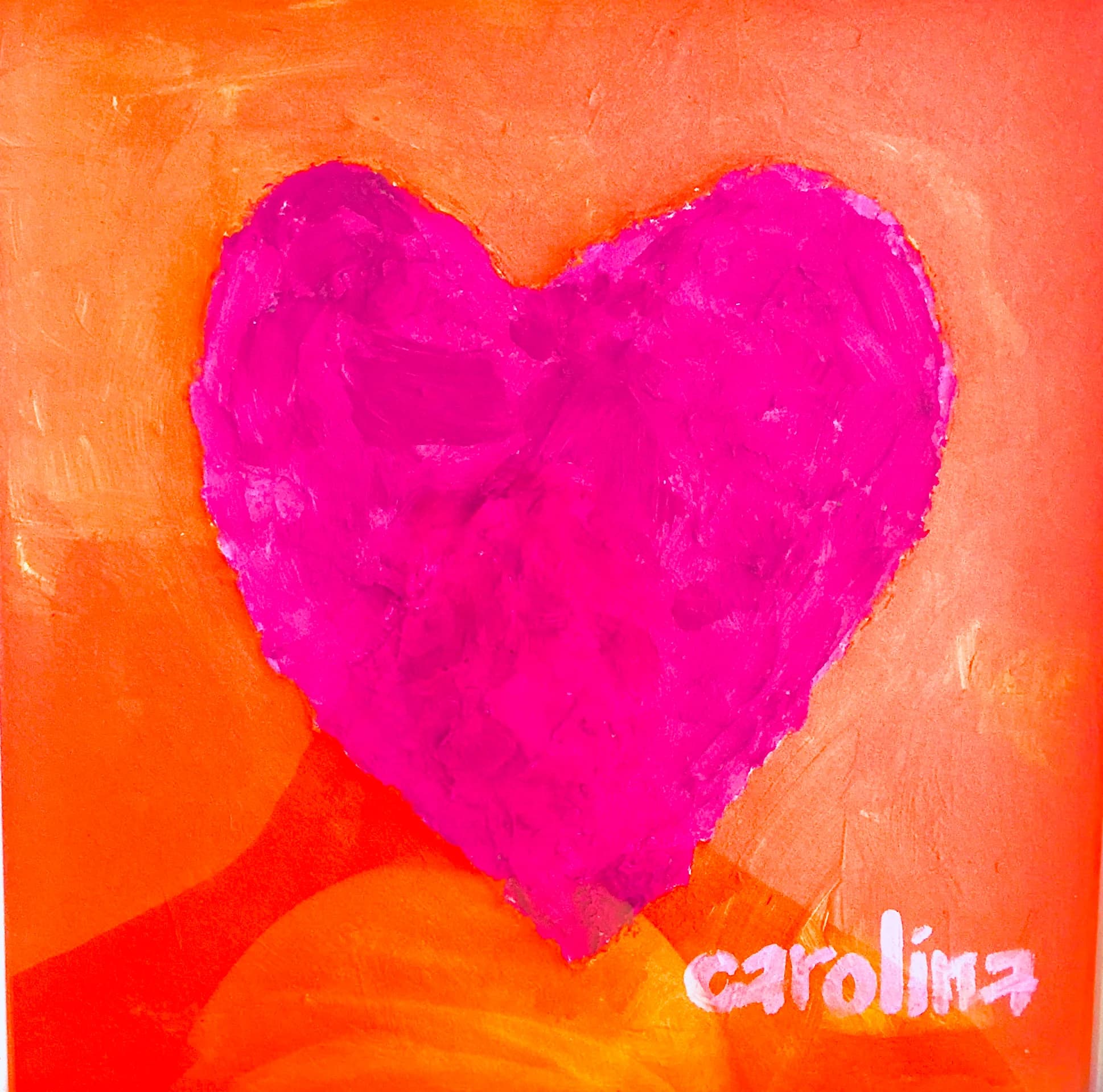 Pop Art Heart Pink on Orange