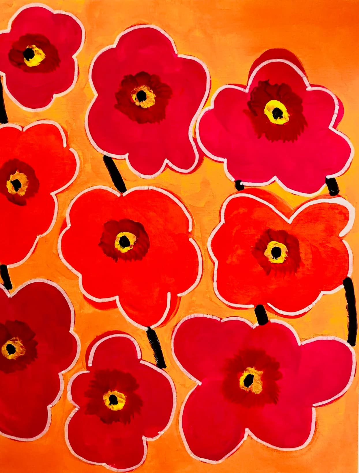 Red and Orange Mod Flowers