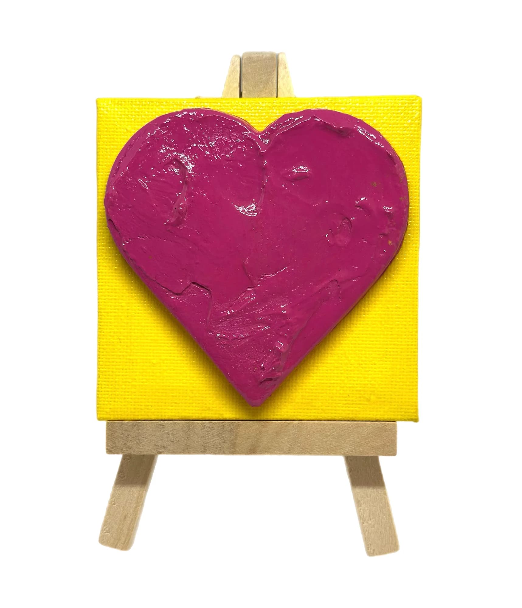 Small Pop Art Heart - Magenta on Yellow