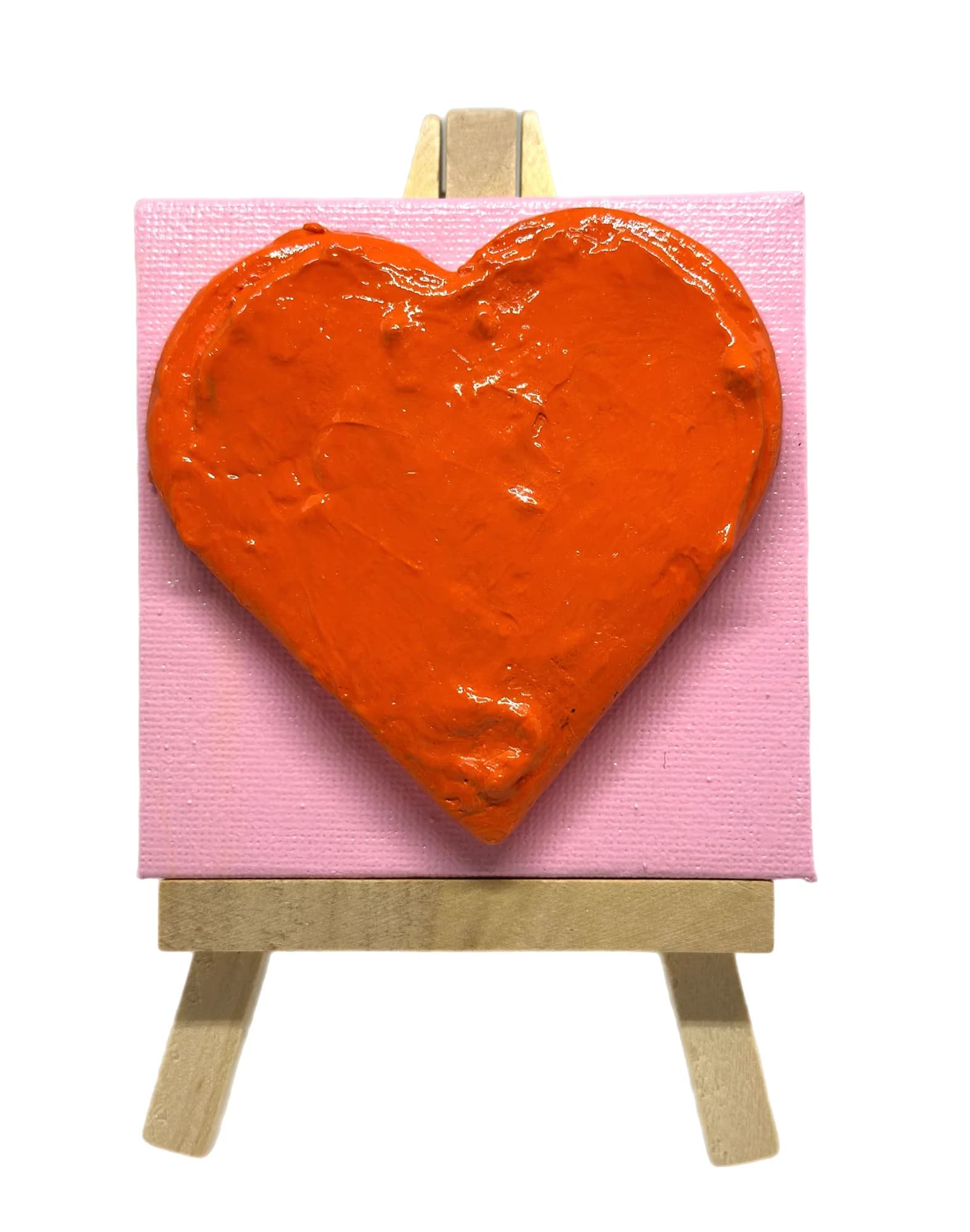Small Pop Art Heart - Orange on Pink