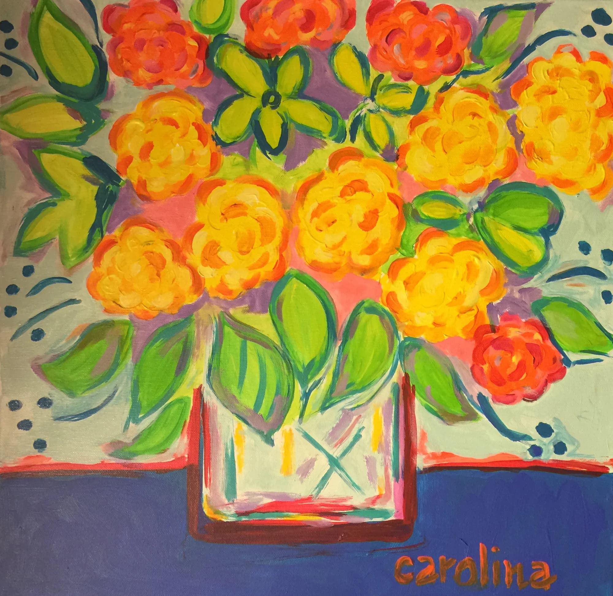 Yellow Roses in a Vase