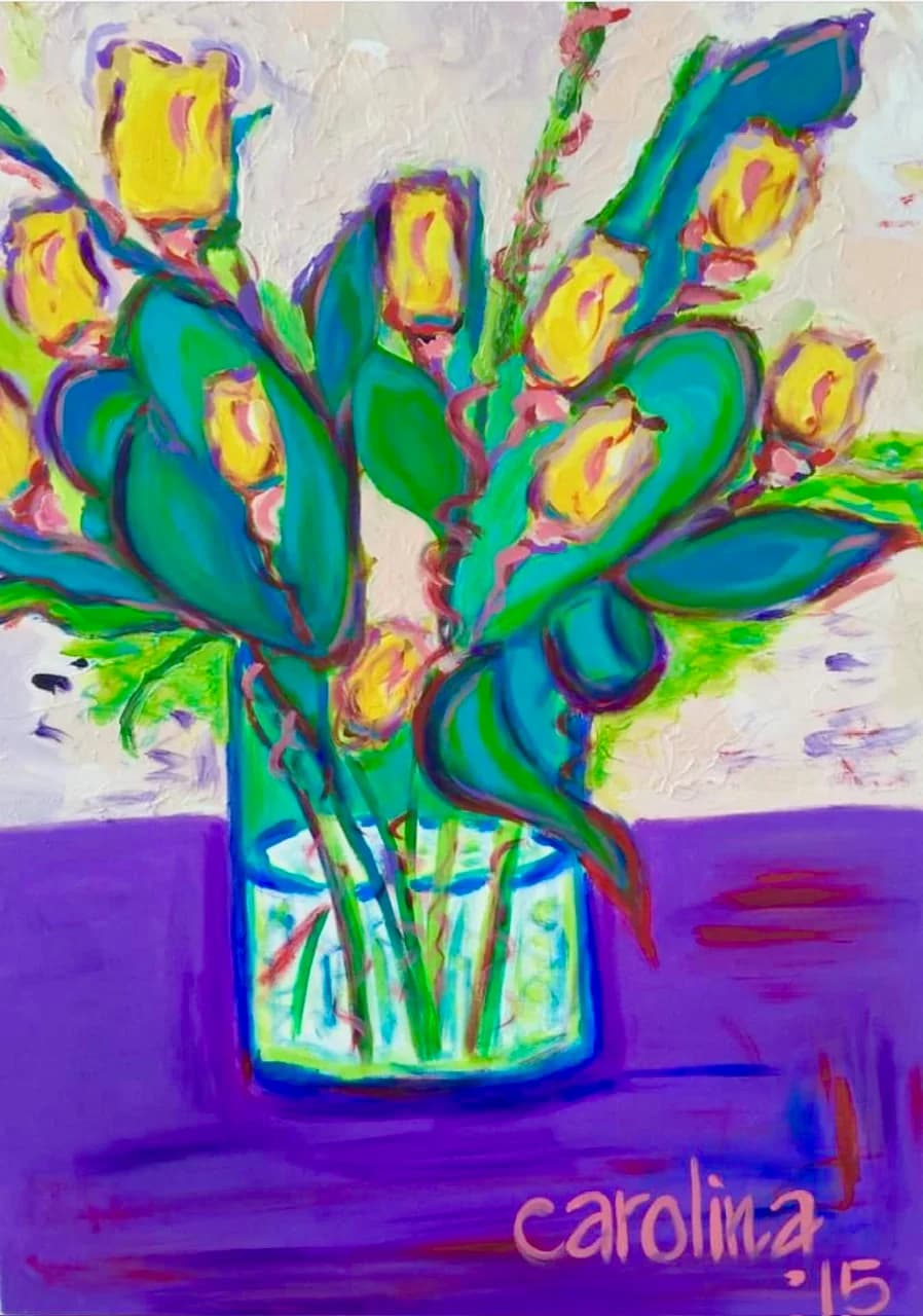 Yellow Tulips in a Vase